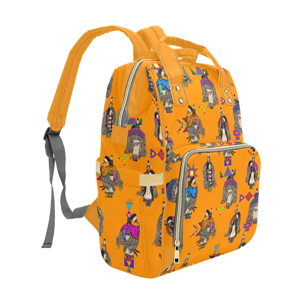 Women's Tradish Dancers Orange Multi-Function Diaper Backpack/Diaper Bag