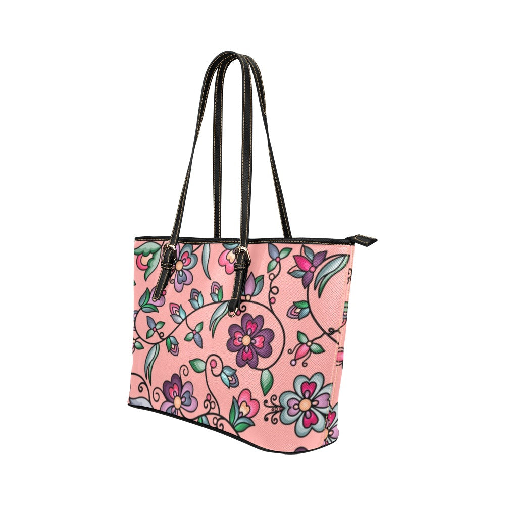 Amber Evening Garland Peach Leather Tote Bag/Large