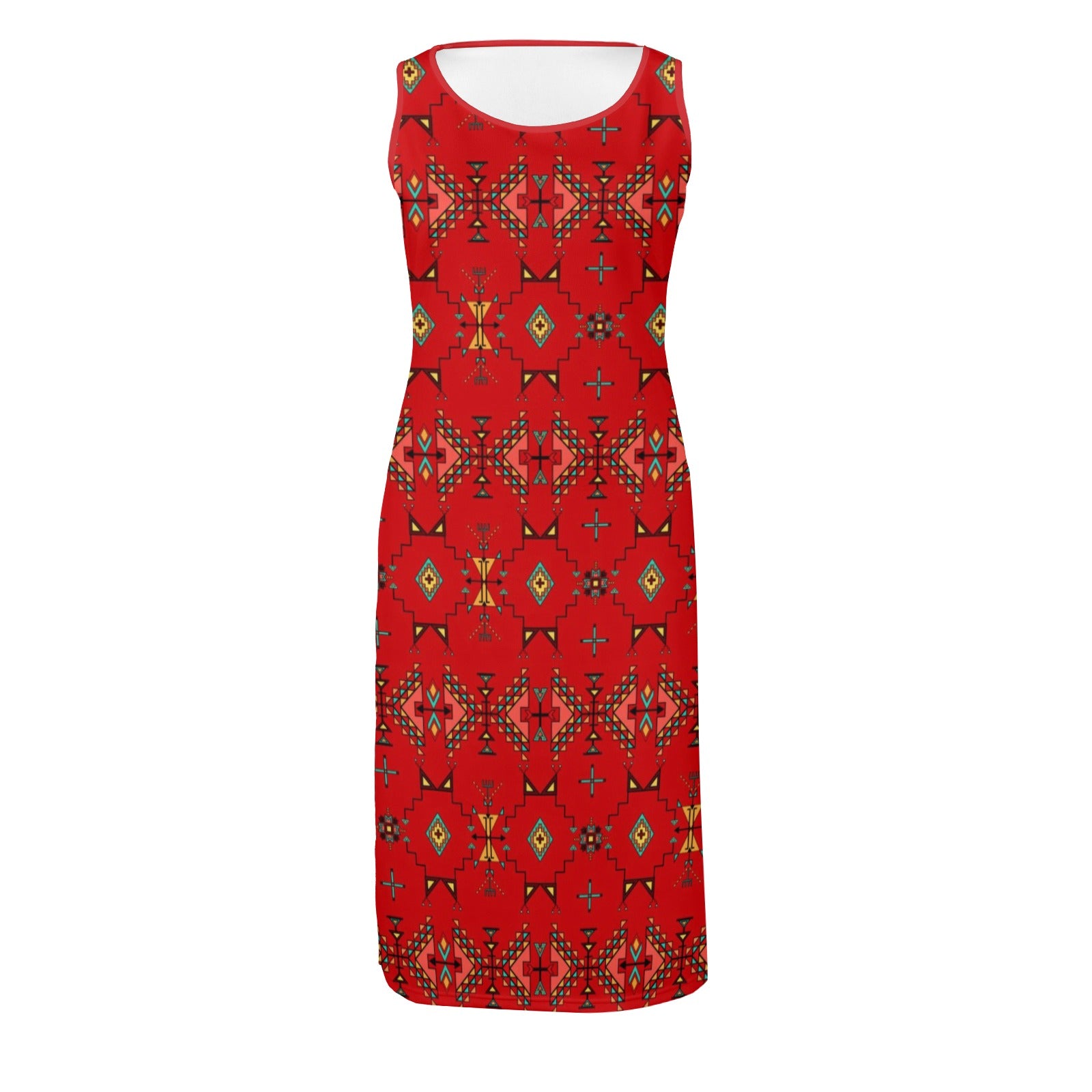 Thunder Flight Red Phaedra Sleeveless Open Fork Long Dress