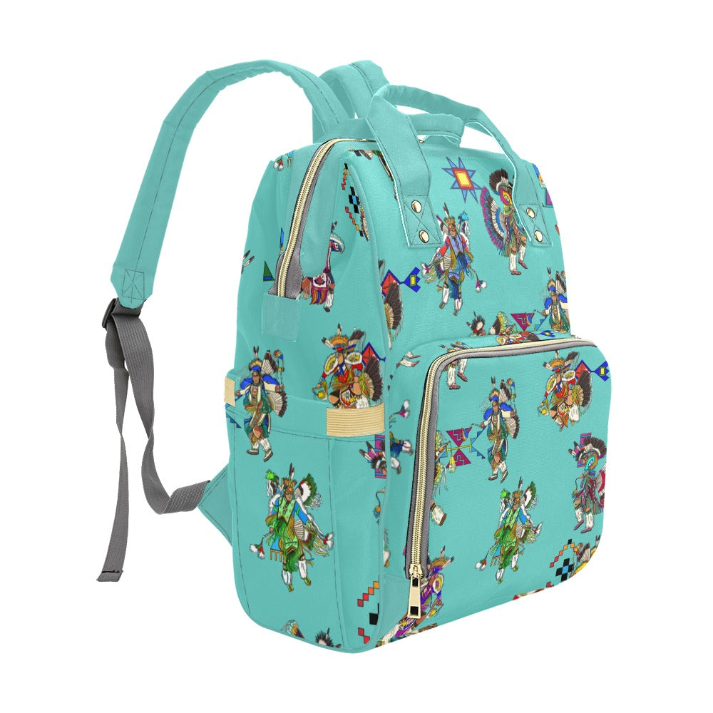 Men's Fancy Dancers Eggshell Blue Multi-Function Diaper Backpack/Diaper Bag