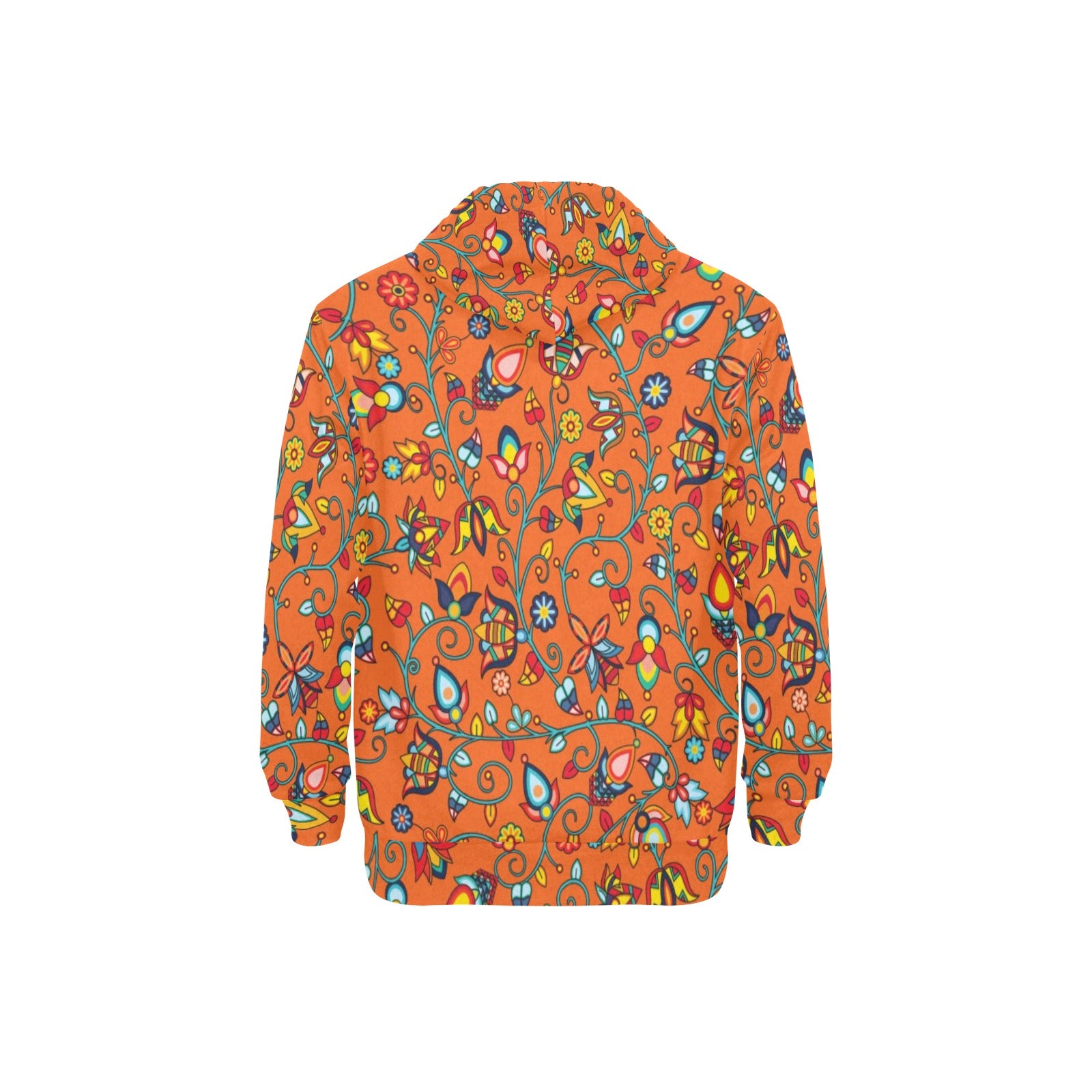 Thorny Path Orange Men's Long Sleeve Fleece Hoodie