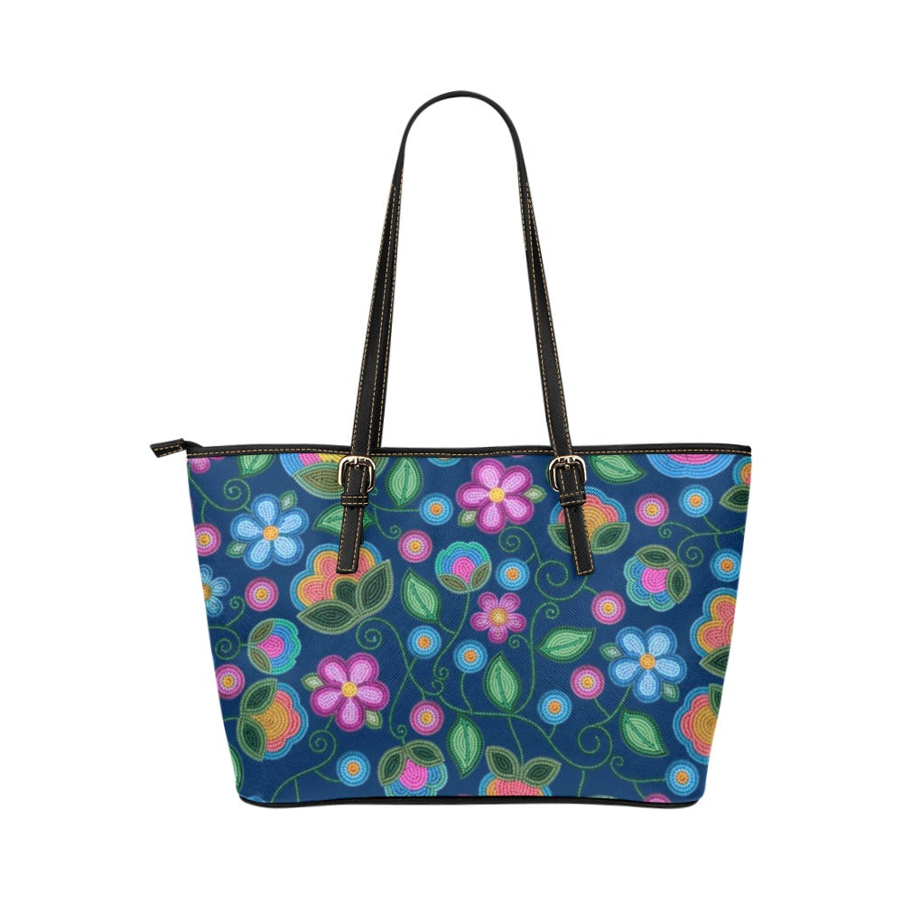 Turquoise Sunbeam Blue Leather Tote Bag/Large