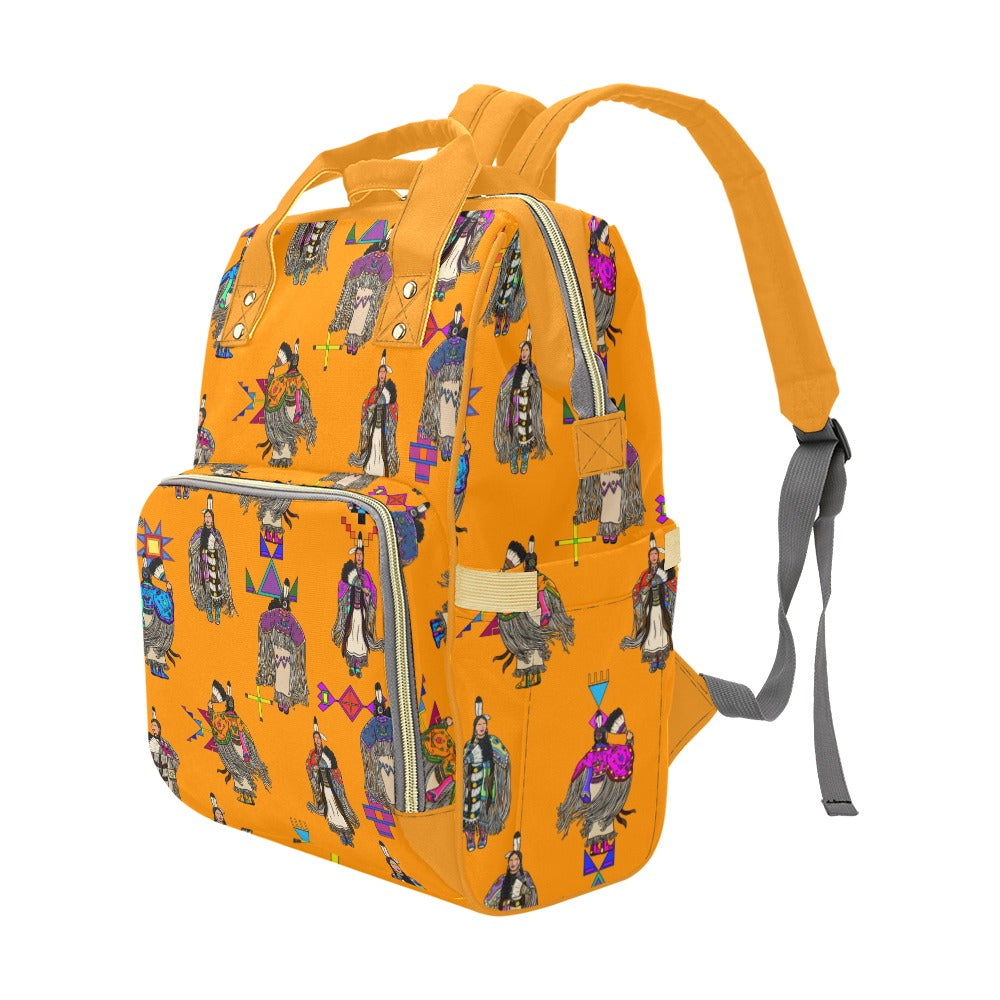 Women's Tradish Dancers Orange Multi-Function Diaper Backpack/Diaper Bag