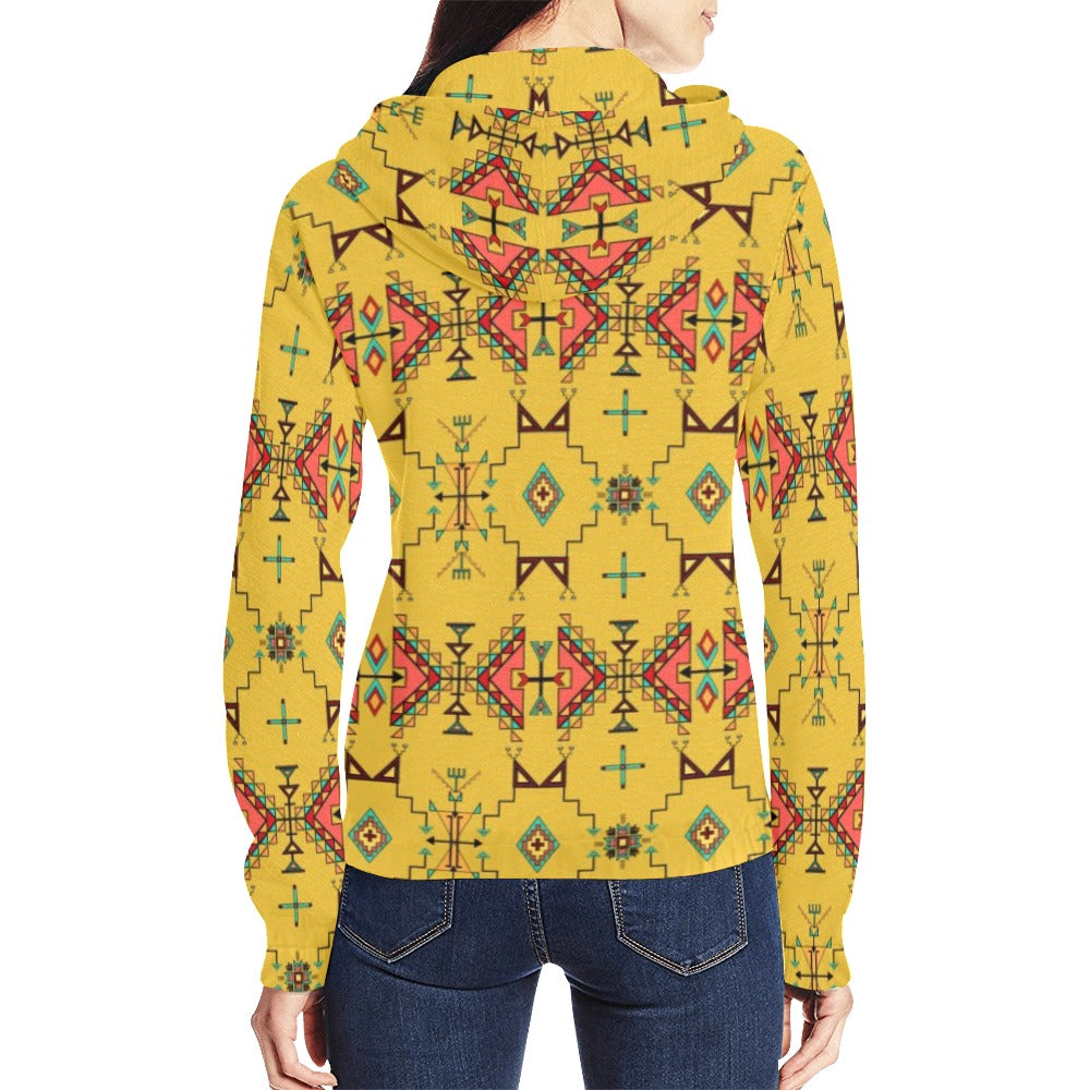 Thunder Flight Yellow Full Zip Hoodie for Women