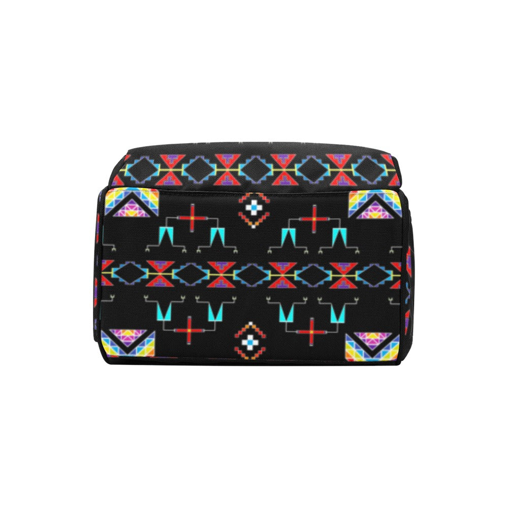 Rainy Chief Rainbow Black Multi-Function Diaper Backpack/Diaper Bag