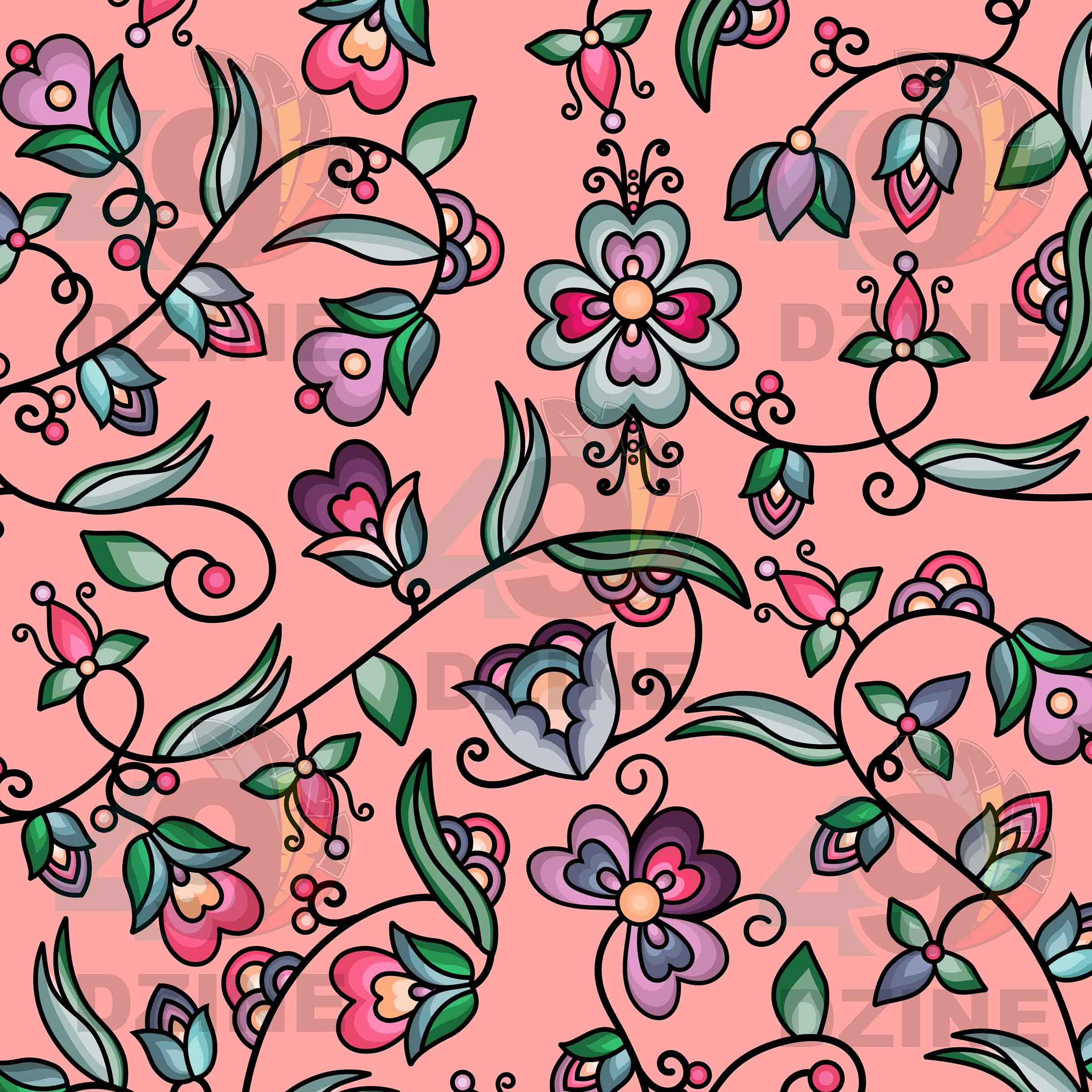 Amber Evening Garland Peach Satin Fabric By the Yard Pre Order