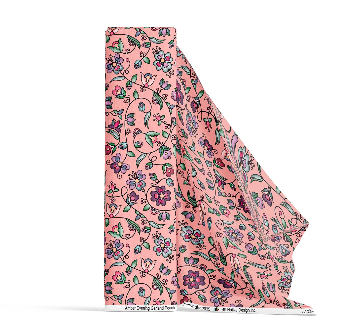 Amber Evening Garland Peach Satin Fabric By the Yard Pre Order