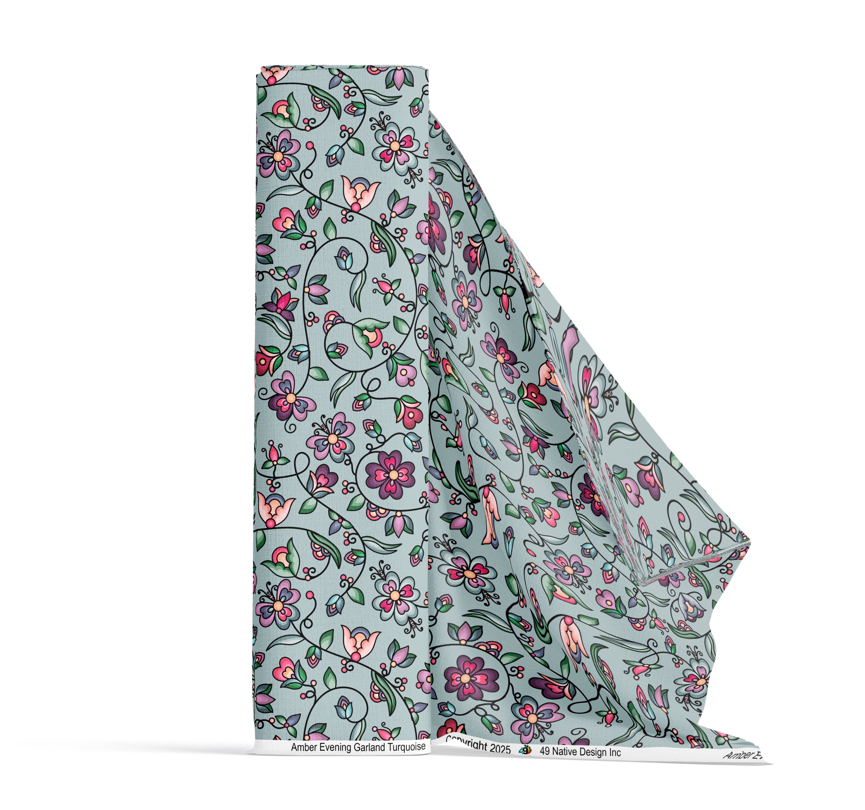 Amber Evening Garland Turquoise 42 Inch Pre Order Cotton Poplin
