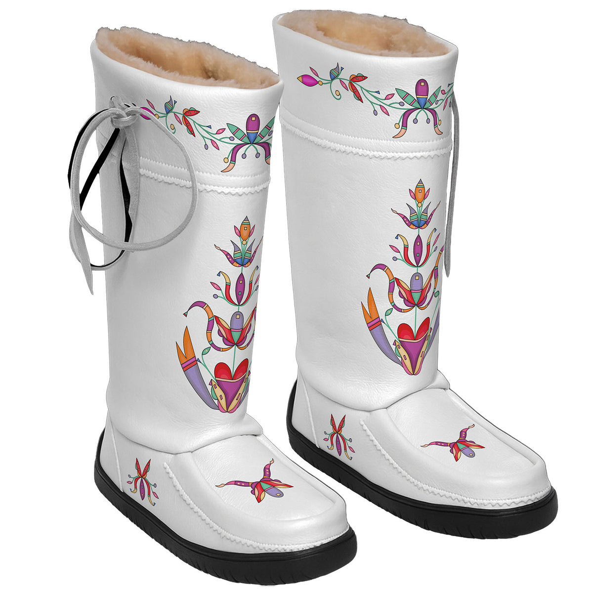 Ancestral Embers White Real Leather MocLux Tall