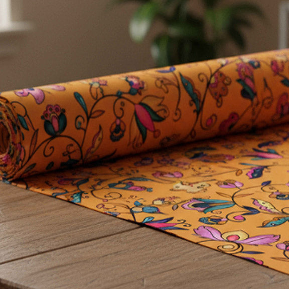 Copper Prairie Petals Orange Satin Fabric By the Yard Pre Order