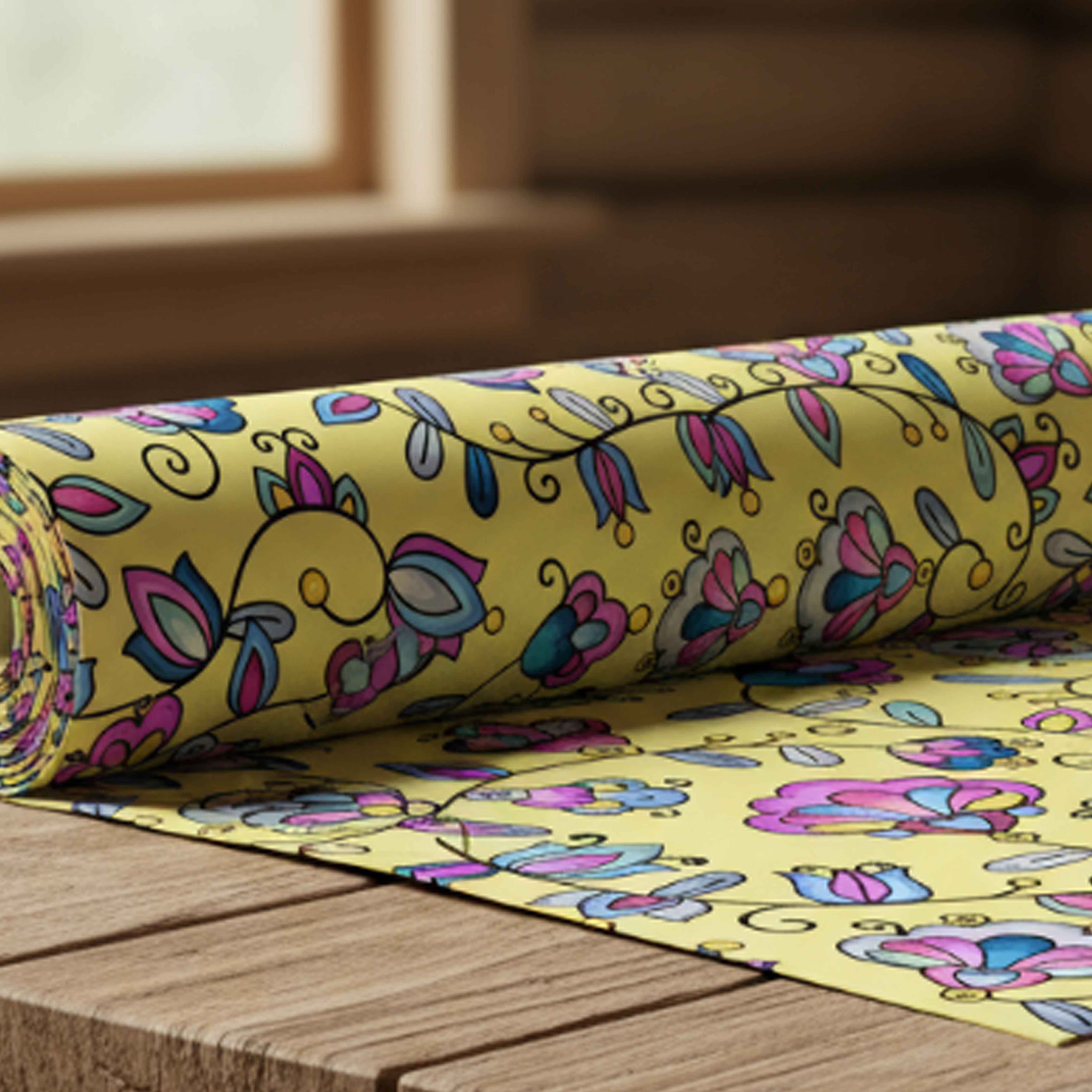 Autumn Bundle Blessing Yellow Satin Fabric By the Yard Pre Order