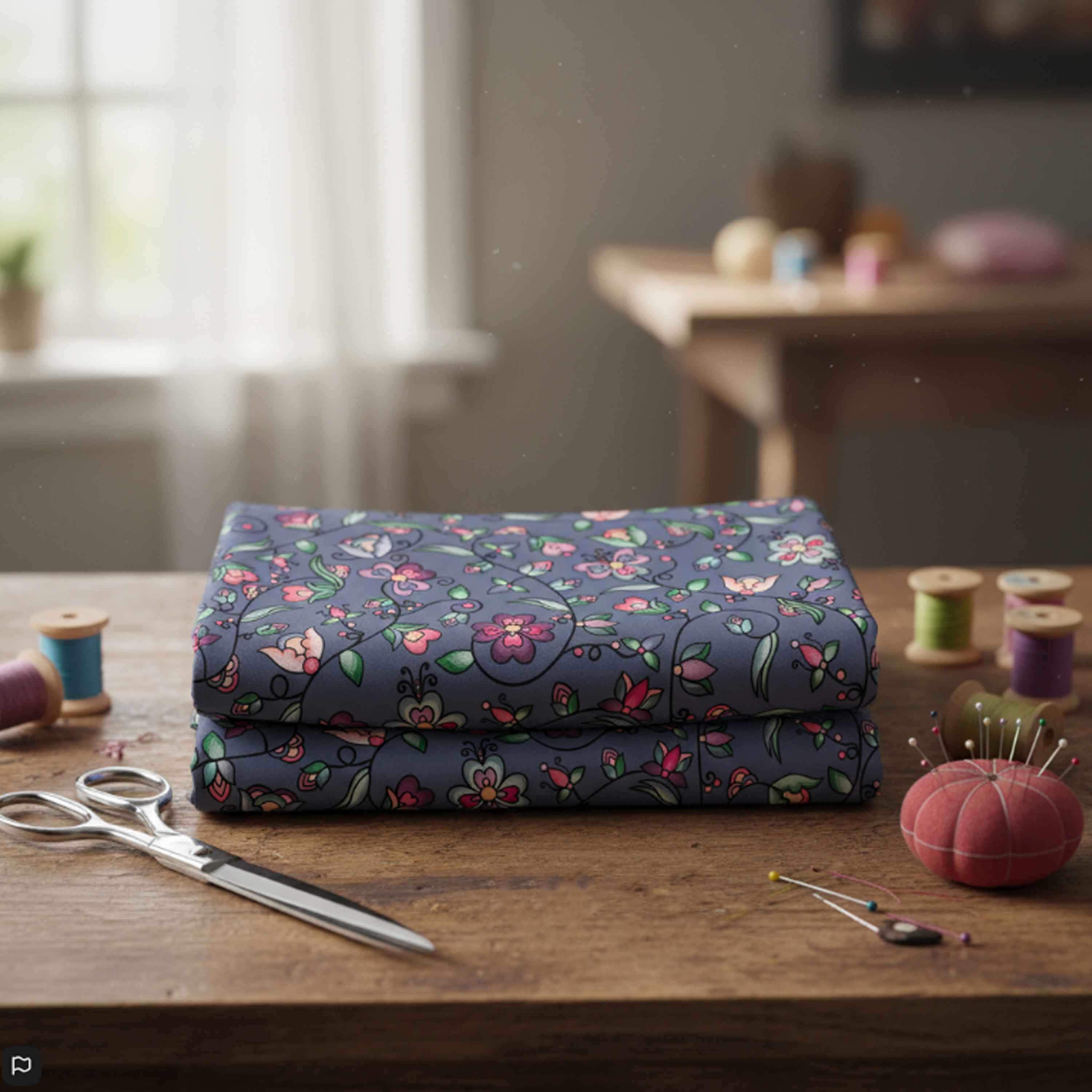 Amber Evening Garland Blue 42 Inch Cotton Poplin Pre Order