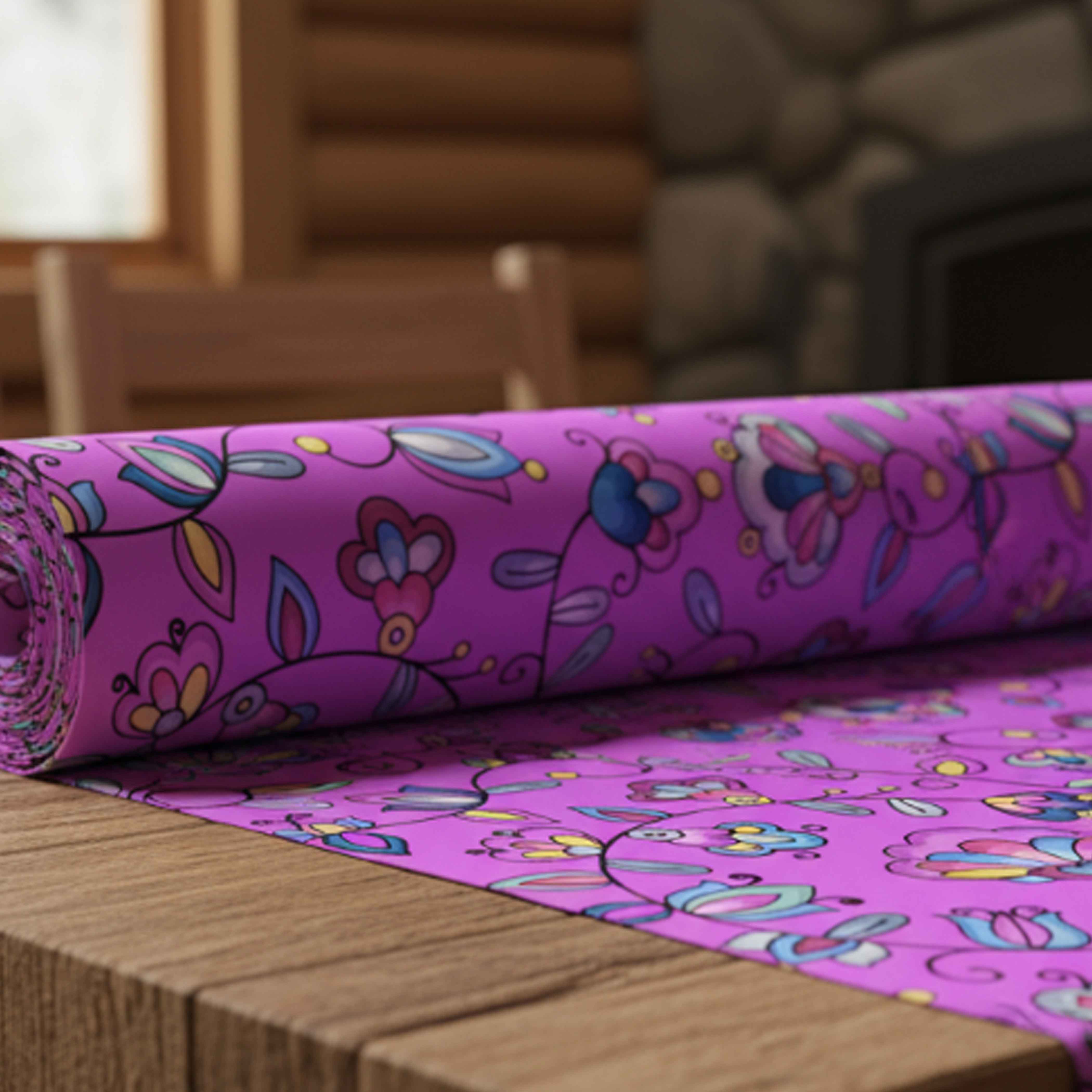 Autumn Bundle Blessing Purple Satin Fabric By the Yard Pre Order