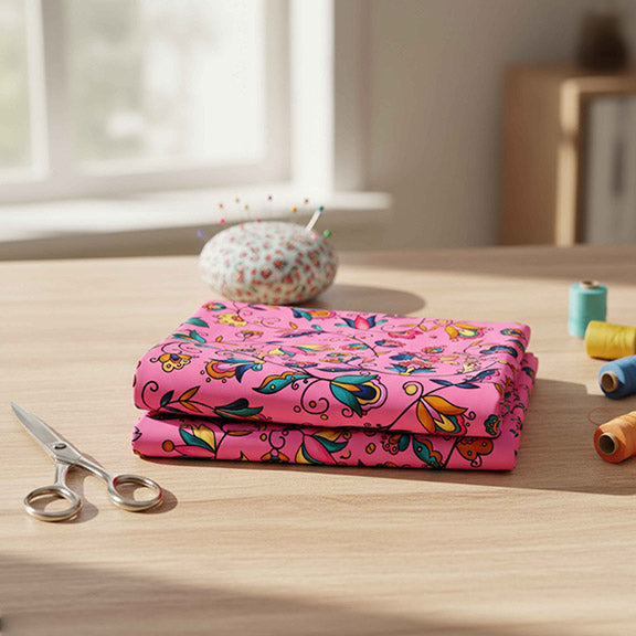 Copper Prairie Petals Pink Satin Fabric By the Yard Pre Order