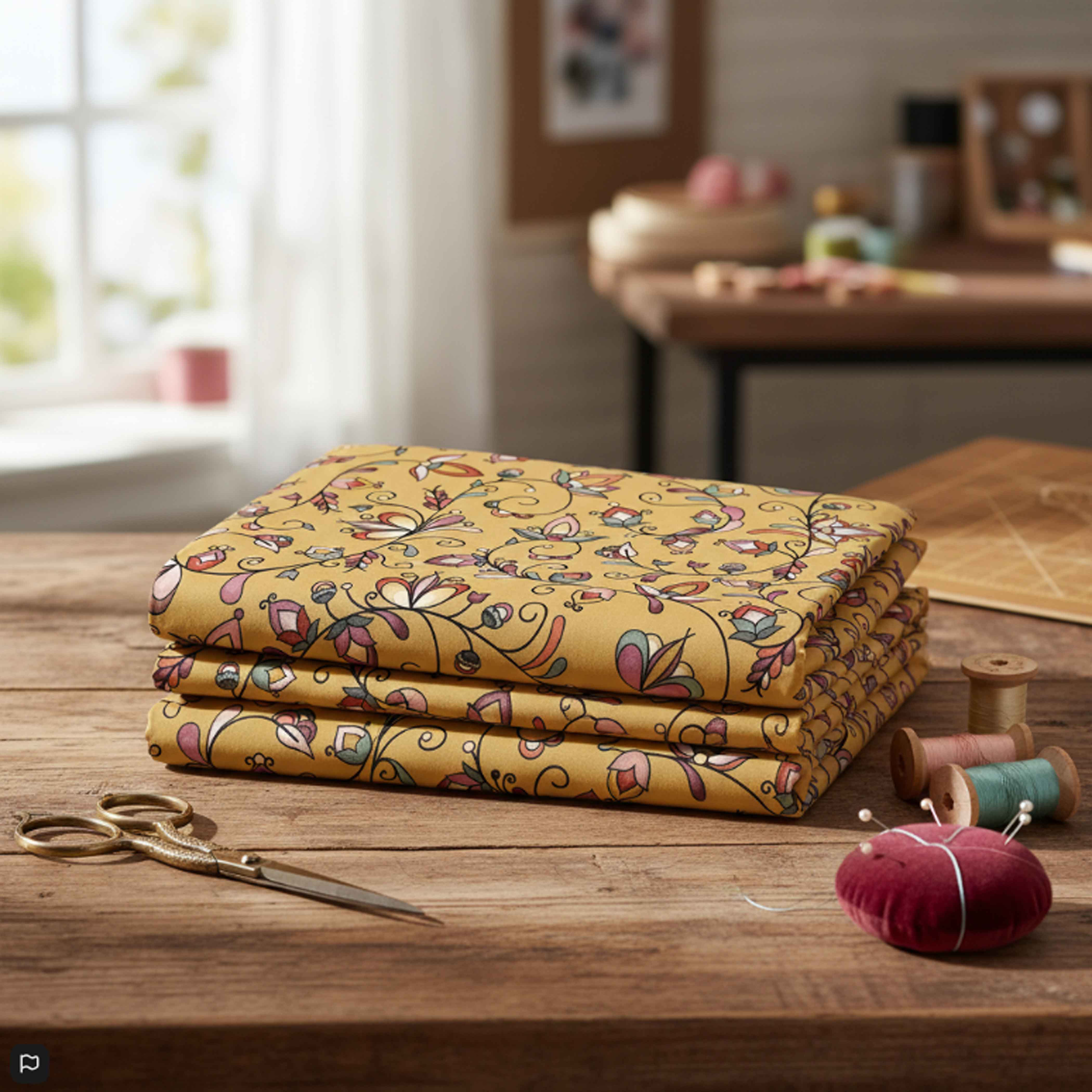 Burnt Sky Petals Gold Satin Fabric By the Yard Pre Order