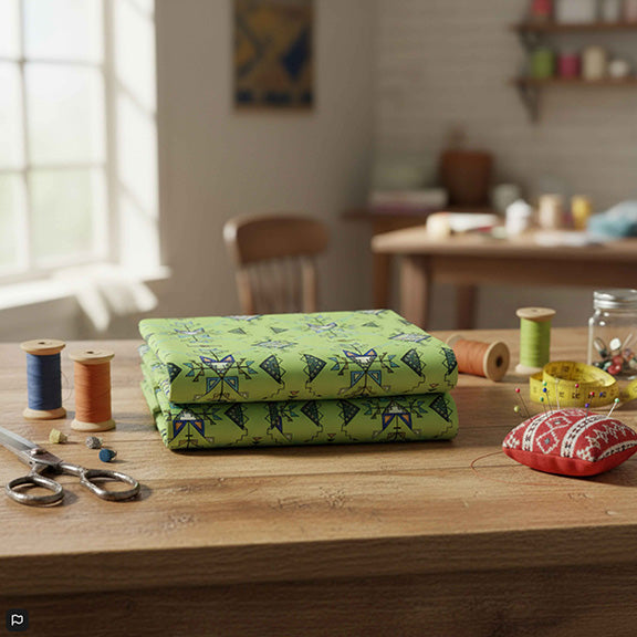 Bear Shield Green 42 Inch Cotton Poplin Pre Order