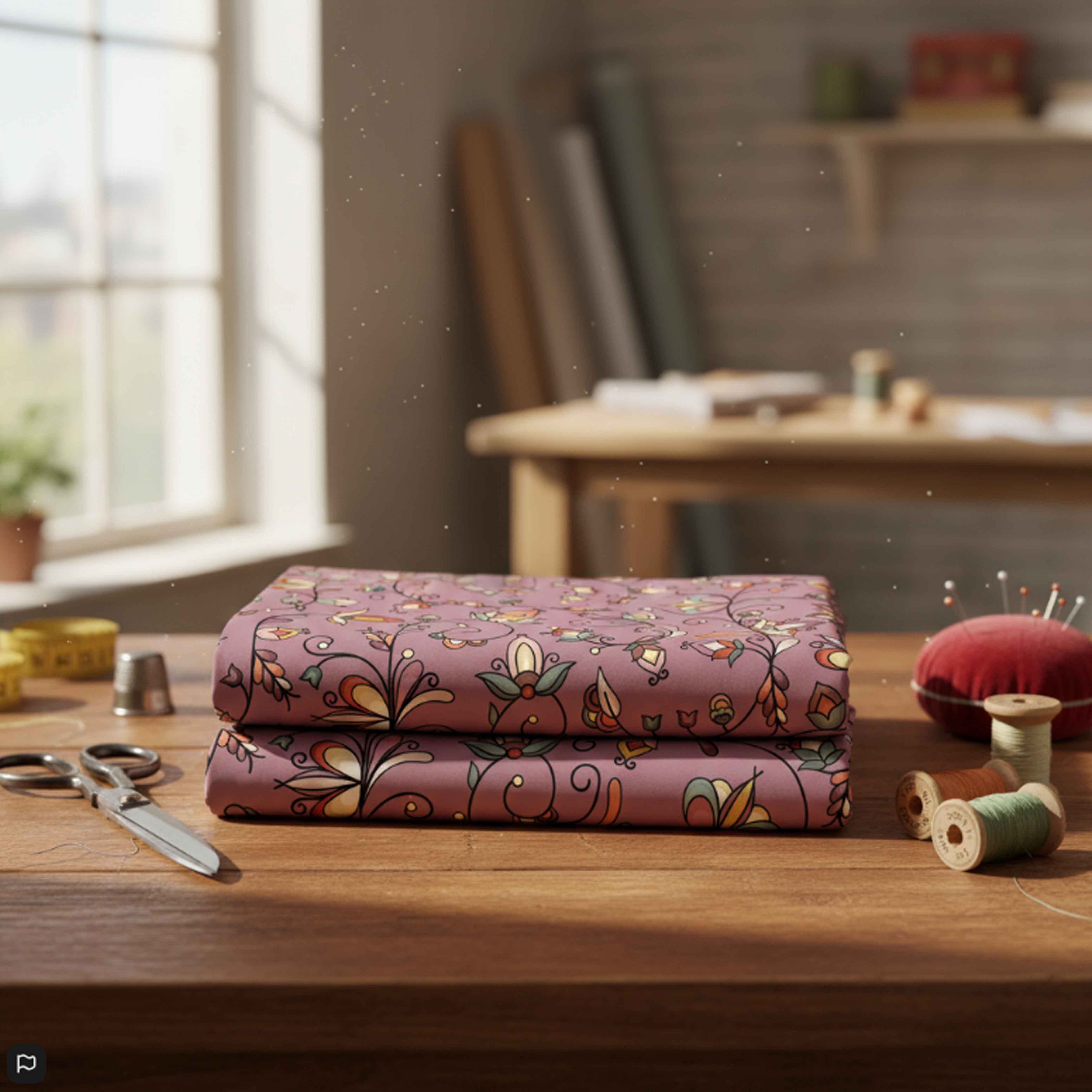 Burnt Sky Petals Magenta Satin Fabric By the Yard Pre Order