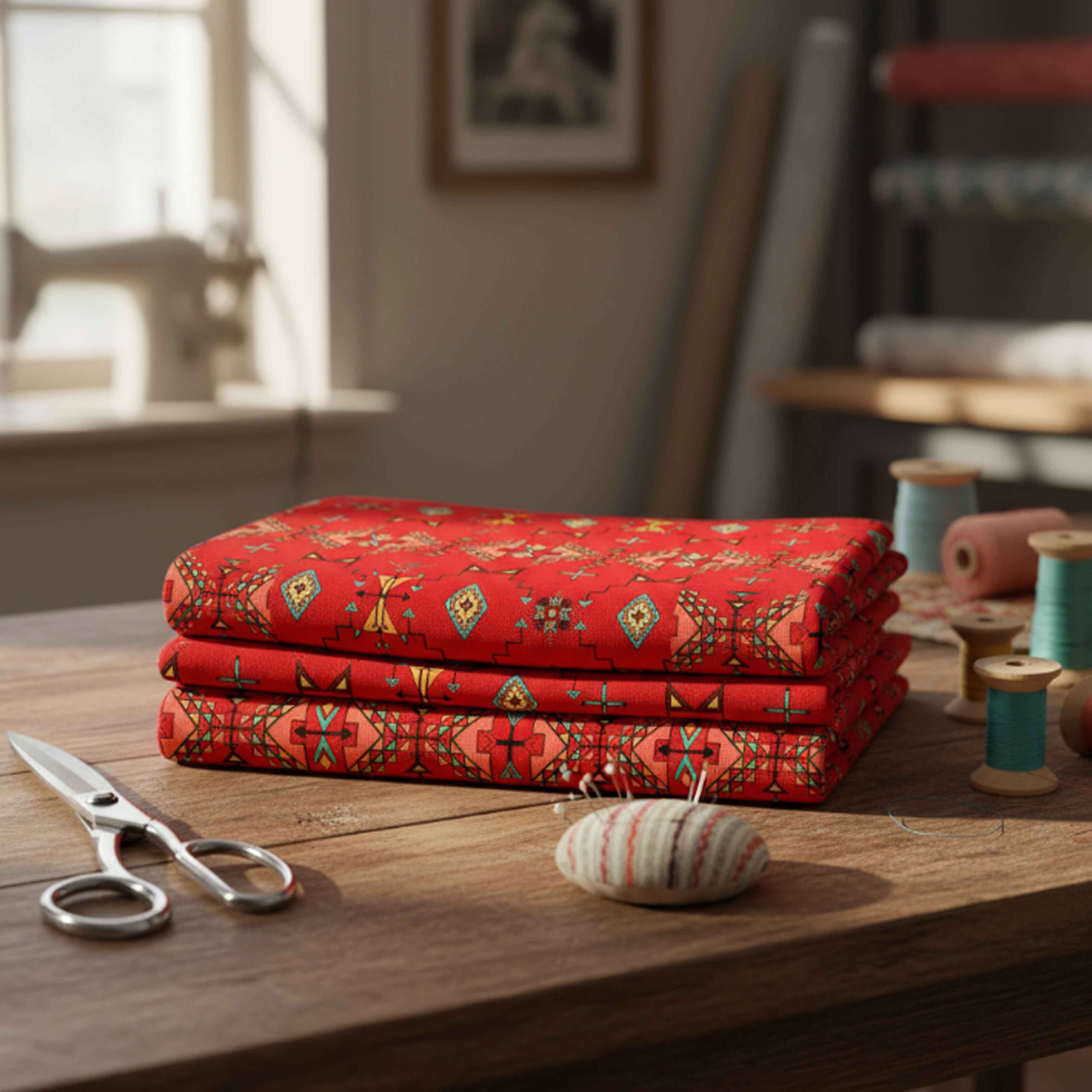 Thunder Flight Red Satin Fabric By the Yard Pre Order