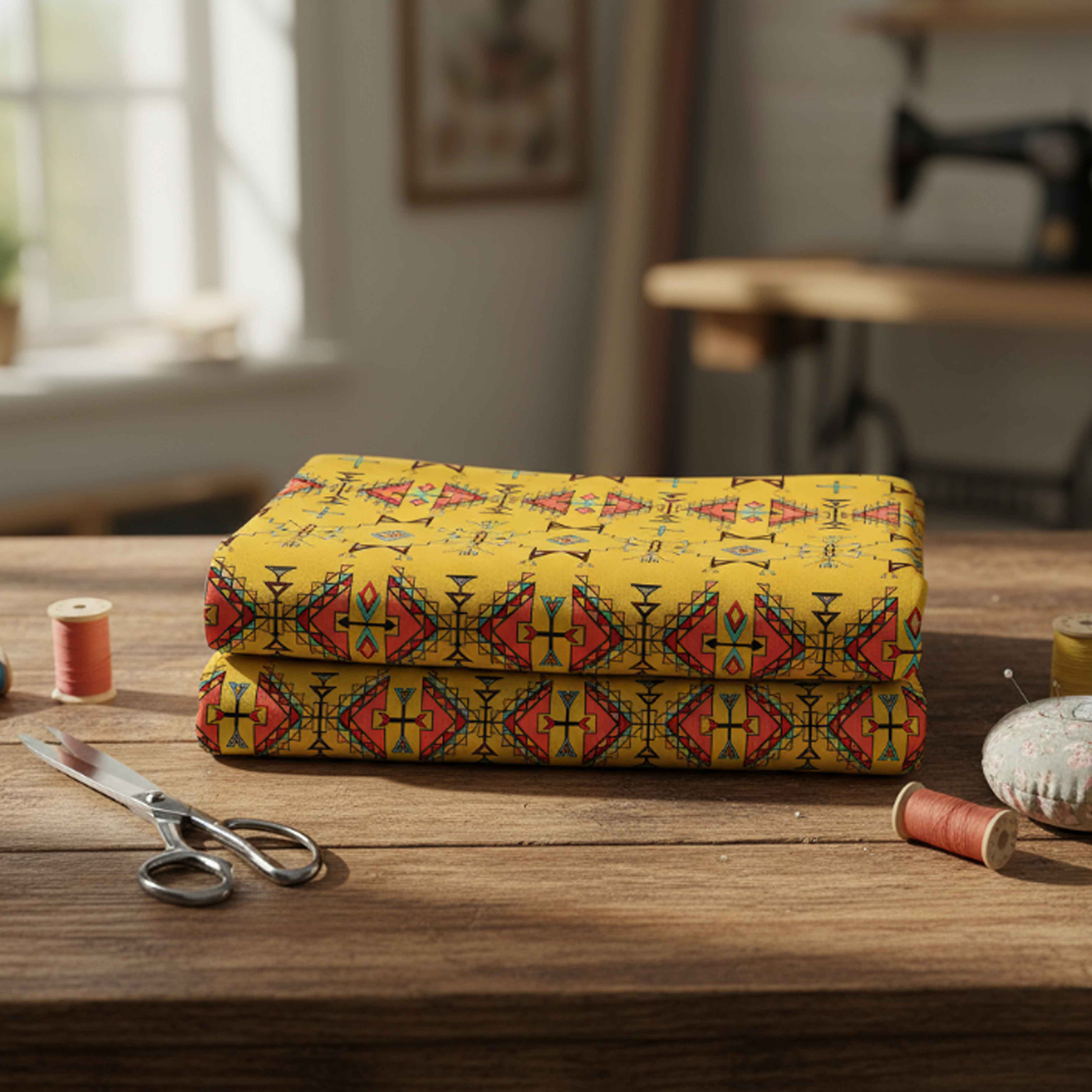 Thunder Flight Yellow Satin Fabric By the Yard Pre Order