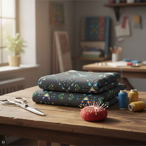 Bear Shield Gray Satin Fabric By the Yard Pre Order