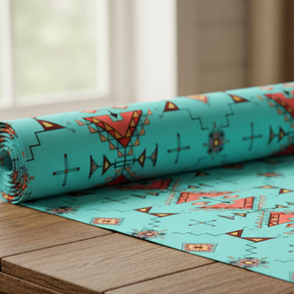 Thunder Flight Turquoise Satin Fabric By the Yard Pre Order