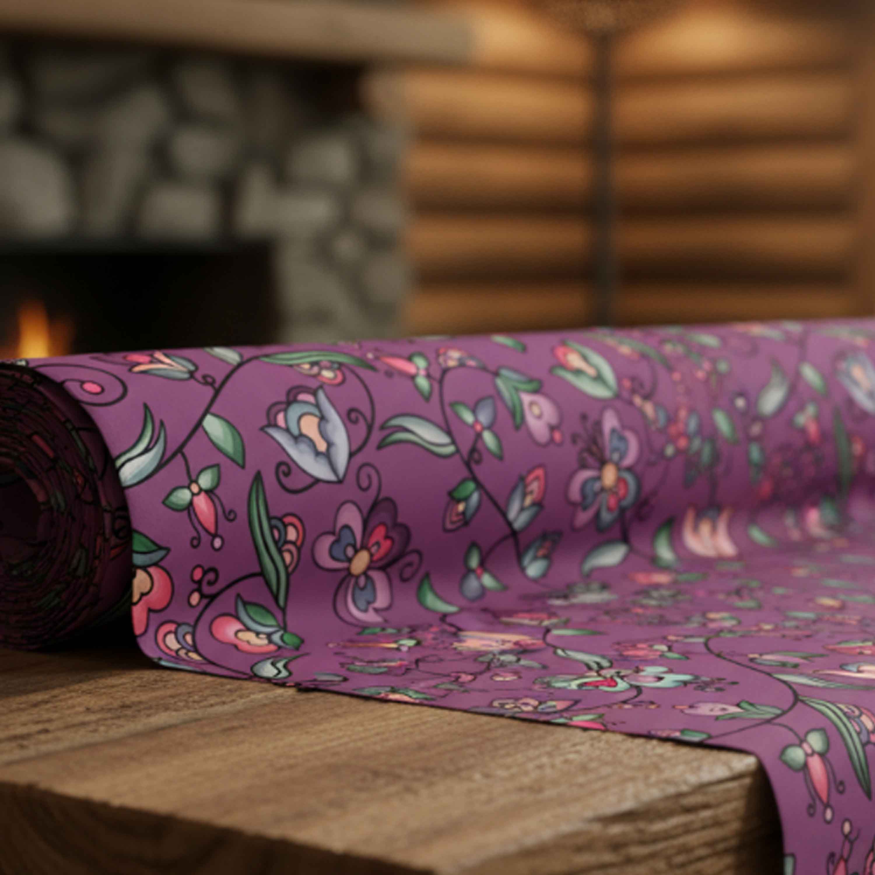 Amber Evening Garland Purple Satin Fabric By the Yard Pre Order