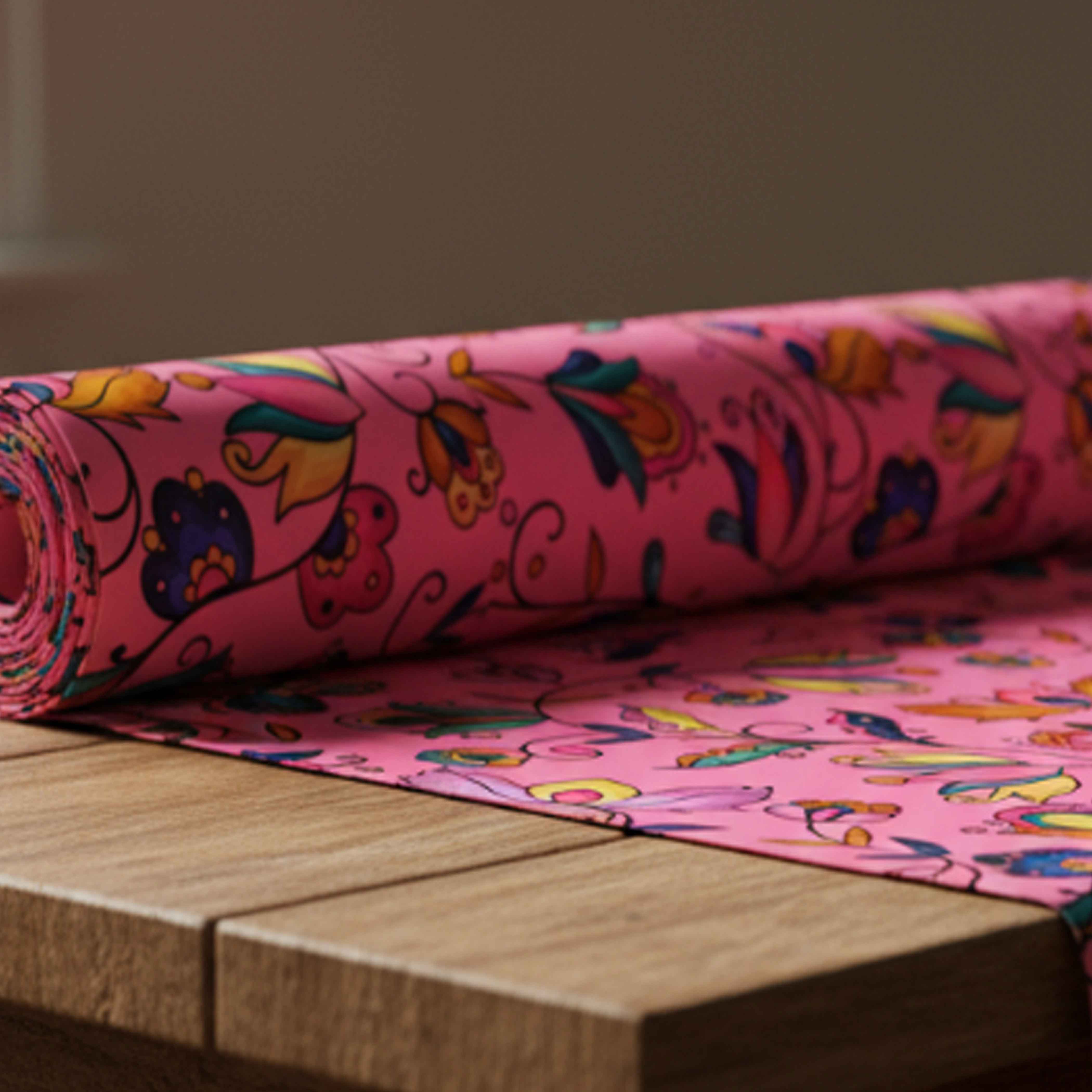 Copper Prairie Petals Pink Satin Fabric By the Yard Pre Order