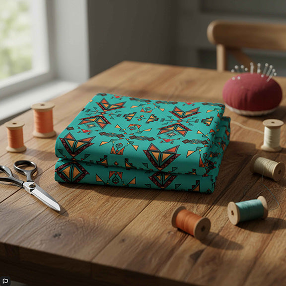 Arrow Dawn Turquoise Satin Fabric By the Yard Pre Order