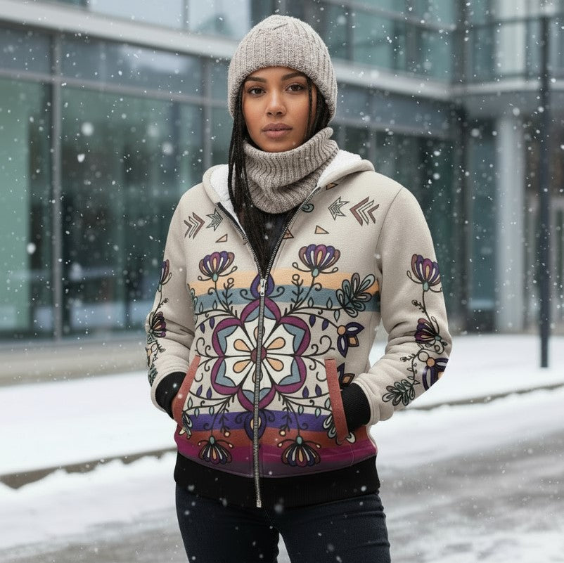 Aurora Petal Glow Women's Sherpa Hoodie