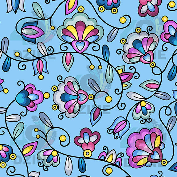 Autumn Bundle Blessing Blue Satin Fabric By the Yard Pre Order