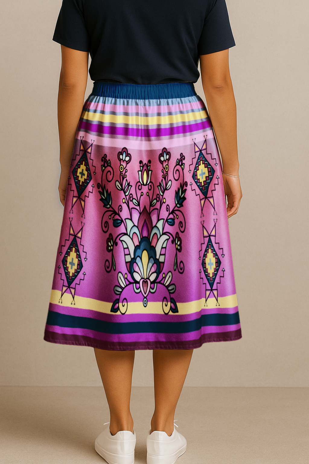 Autumn Bundle Blessing Elastic Waist Pocket Midi Skirt