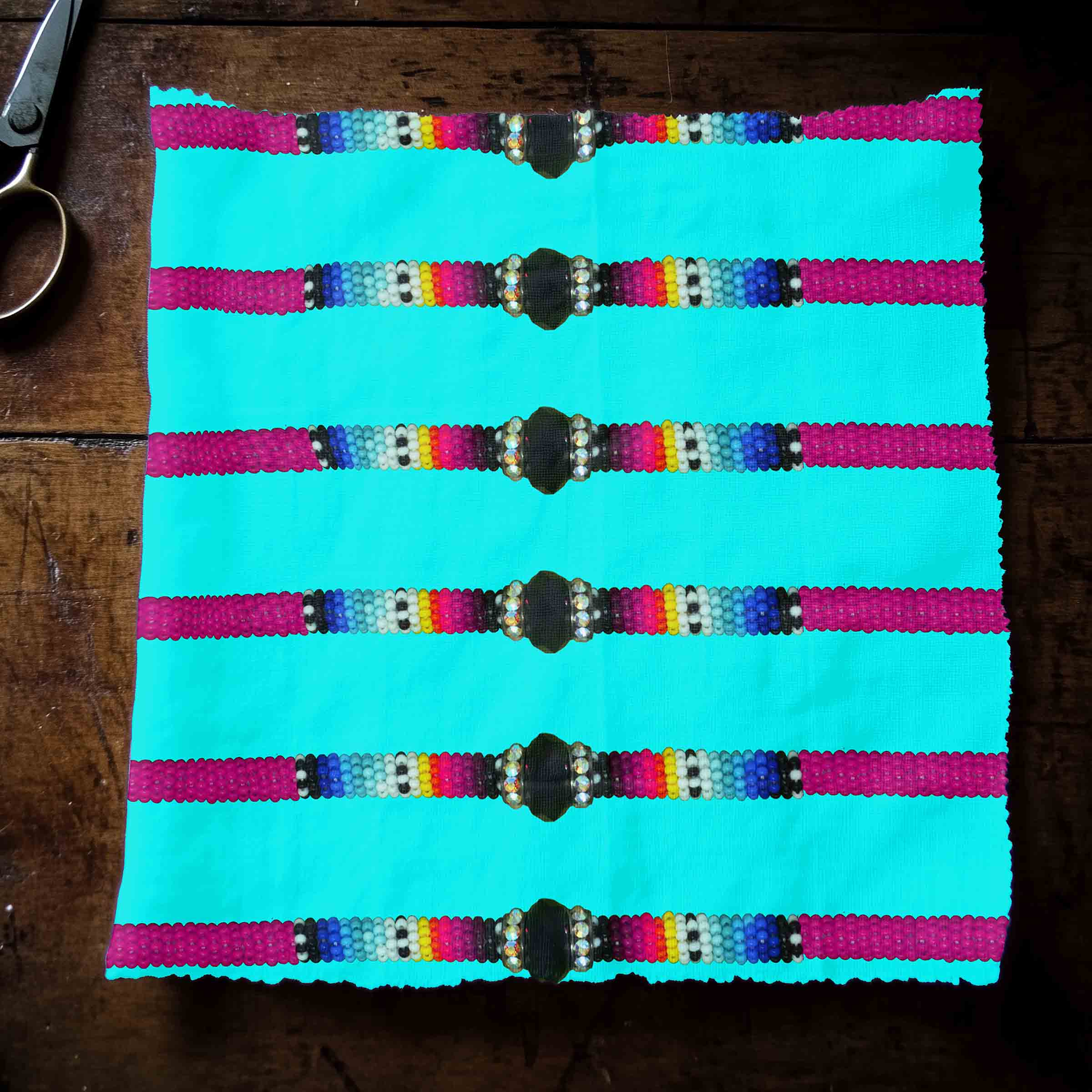 Beaded Rope Turquoise 42 Inch Cotton Poplin Pre Order