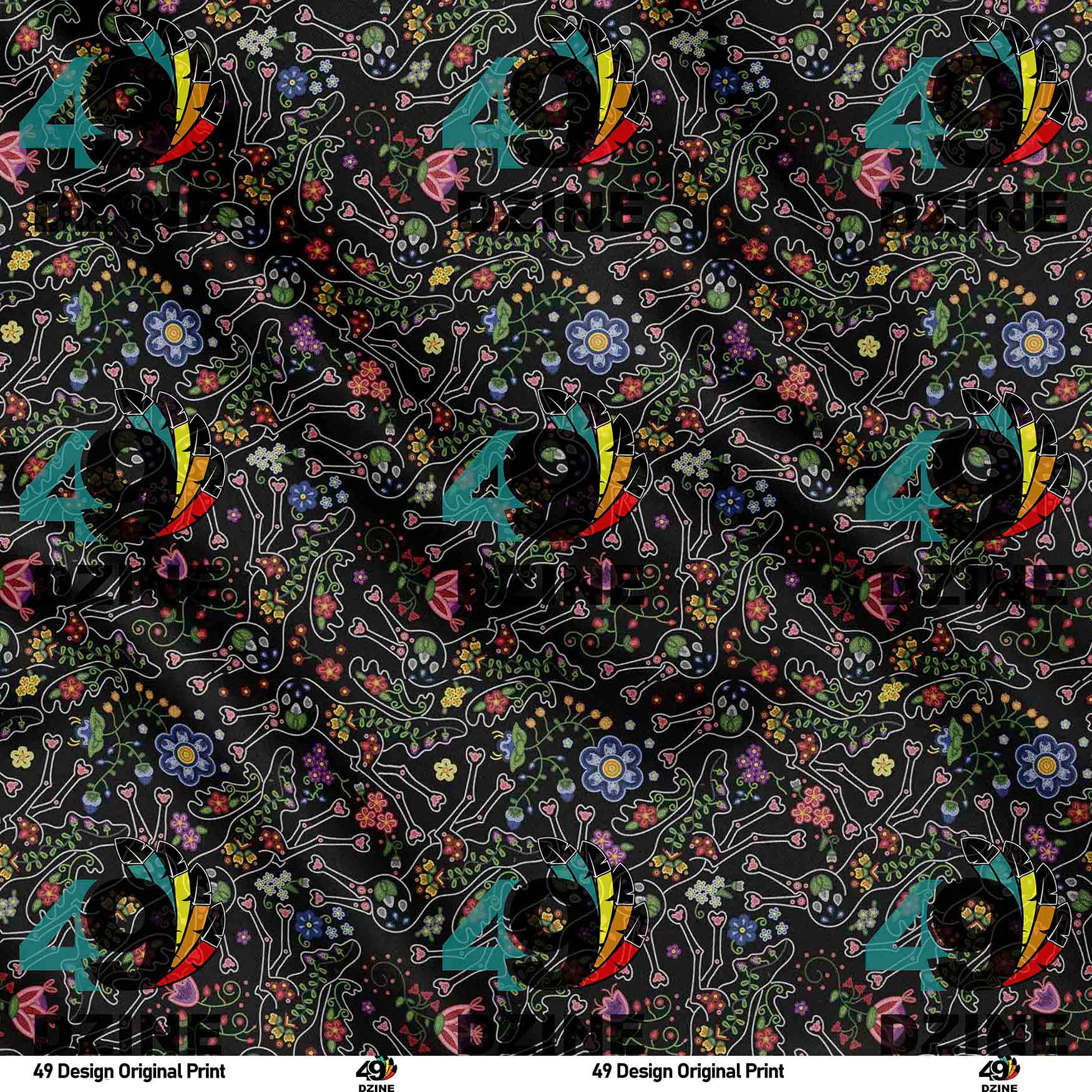 Beaded Floral Moose 42 Inch Cotton Poplin Pre Order