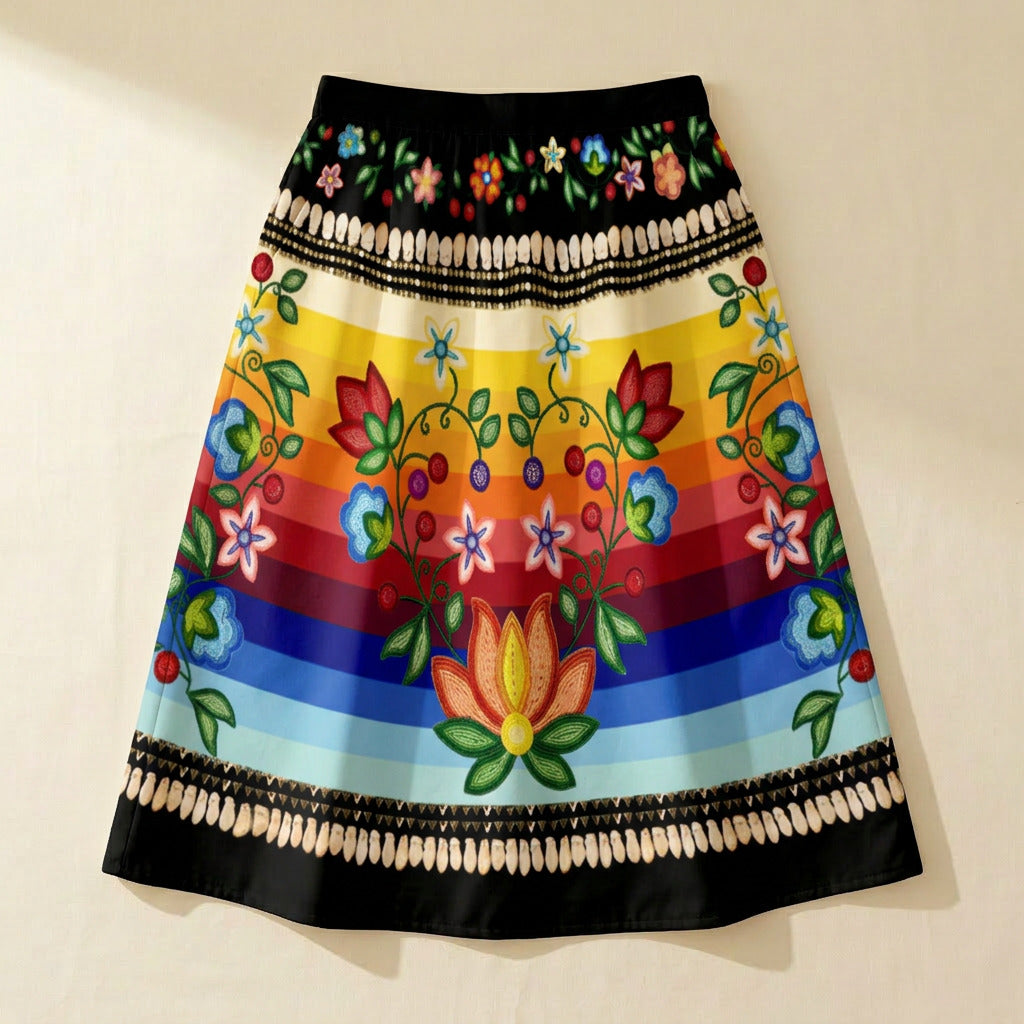 Beaded Offering Black 1 Elastic Waist Pocket Midi Skirt