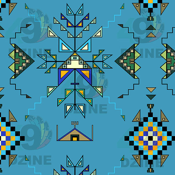 Bear Shield Blue 42 Inch Cotton Poplin Pre Order