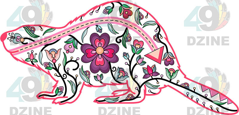 Beaver Floral Animals 02-M Various Sizes