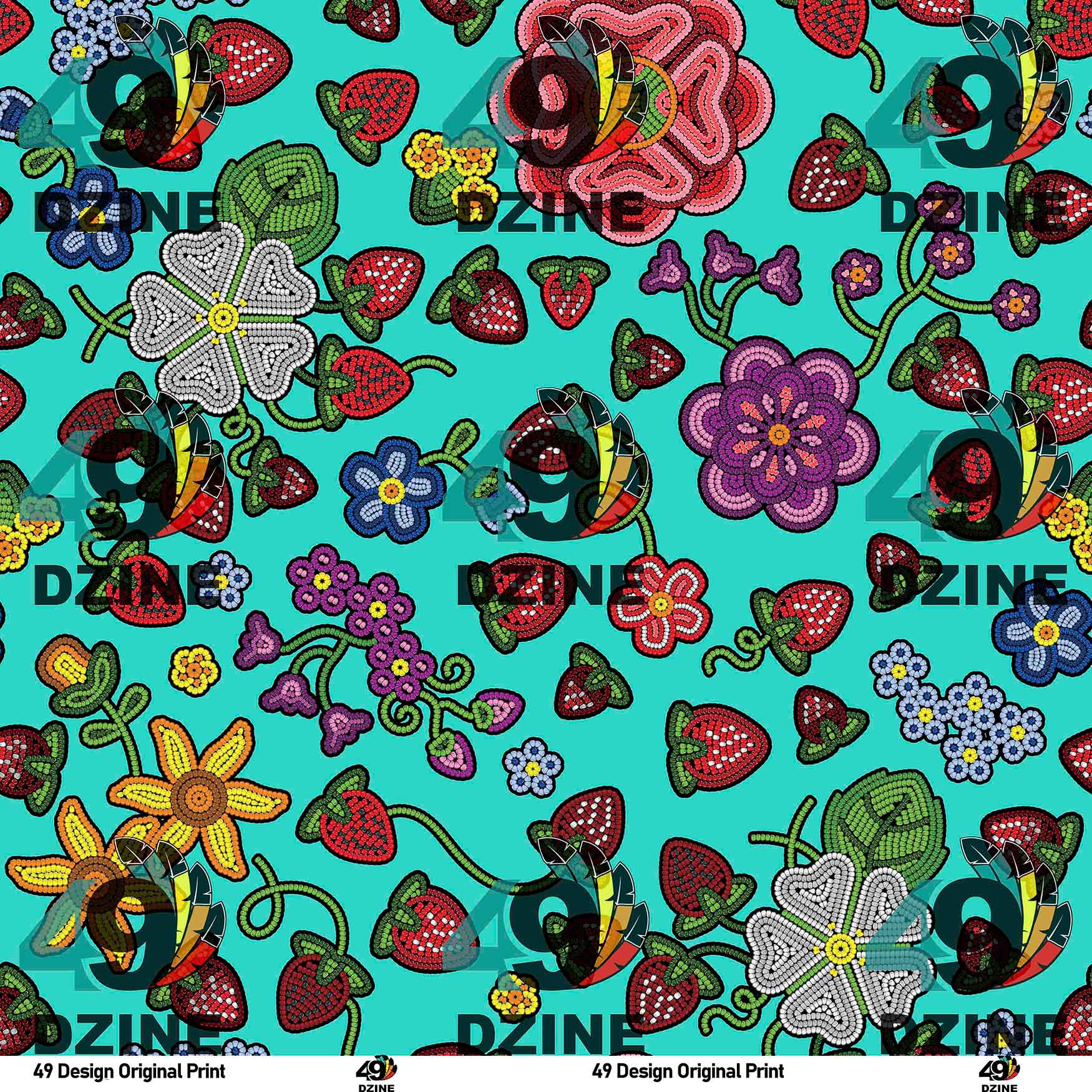 Berry Pop Turquoise 56 Inch Cotton Poplin Pre Order