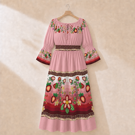 Berry Rites Pink 1 Smocked Waist Peasant Dress