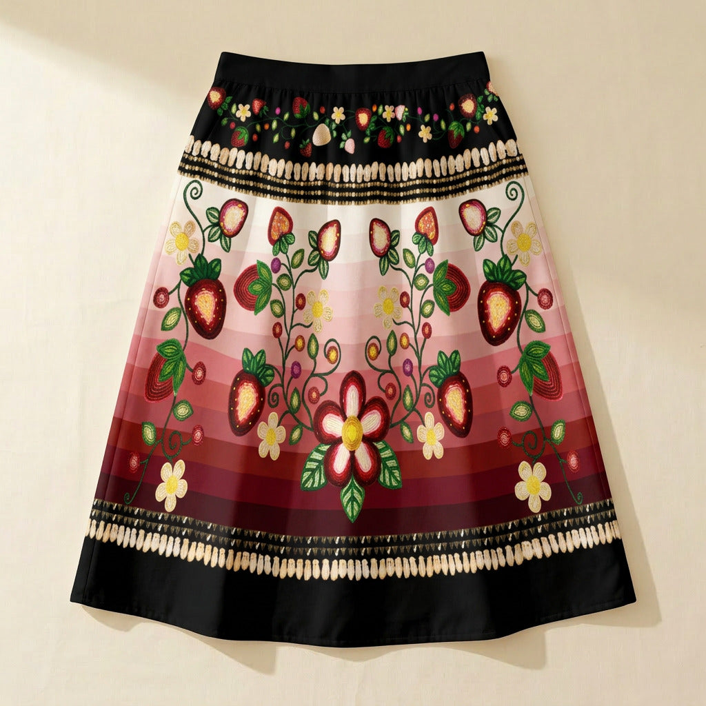 Berry Rites Black 1 Elastic Waist Pocket Midi Skirt