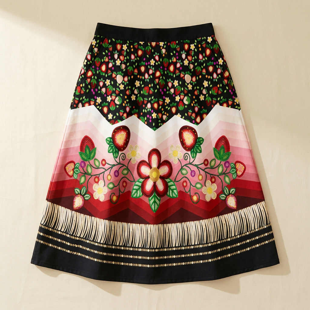 Berry Rites Black 3 Elastic Waist Pocket Midi Skirt