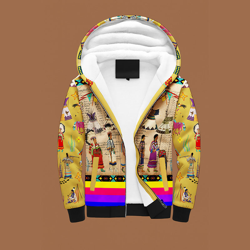 Blackfoot Line Yellow Ochre Men's Sherpa Hoodie