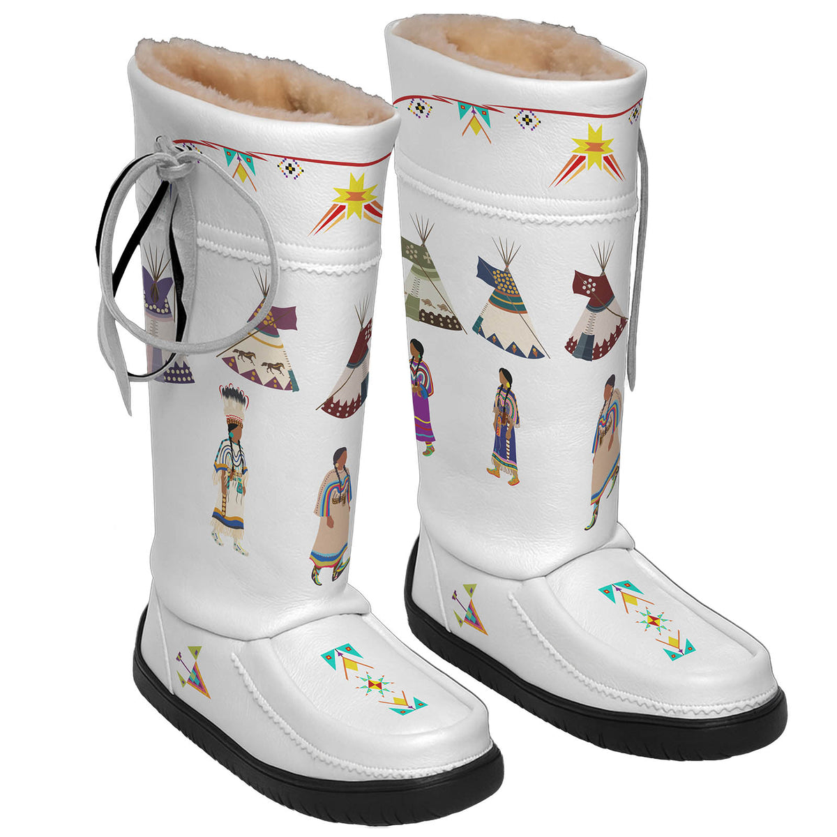 Blackfoot Line White Real Leather MocLux Tall