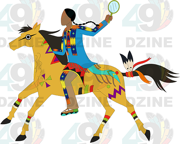Blackfoot Man with Mirror on Horse Transfer (Various Sizes)