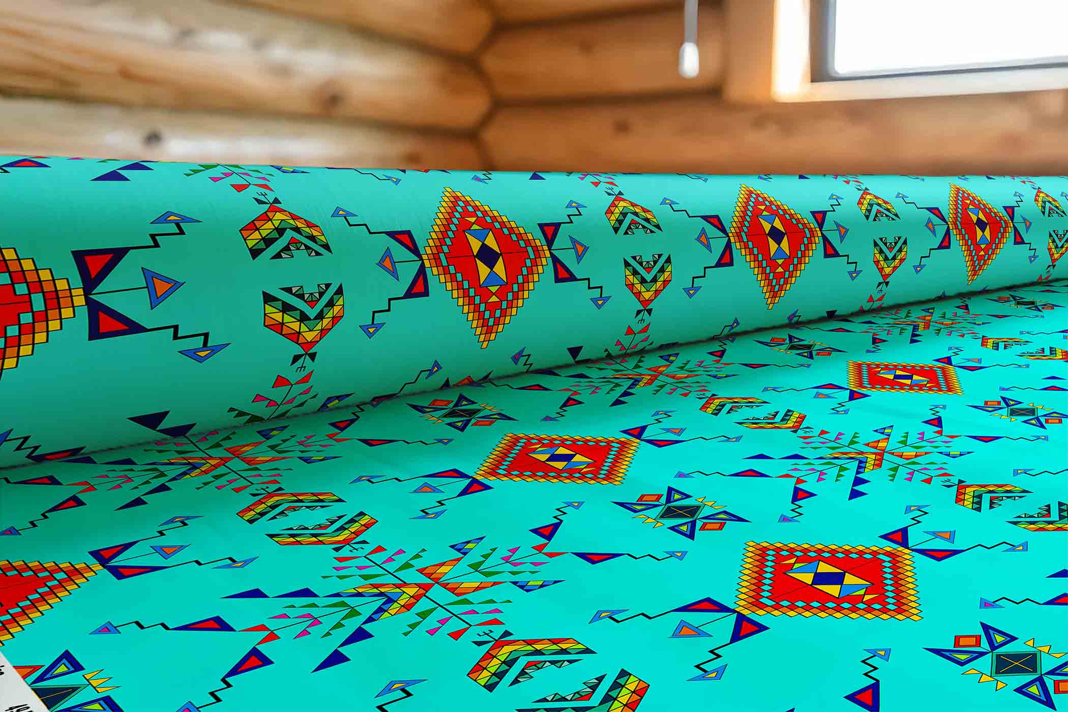 Buffalo Jump Turquoise 42 Inch Cotton Poplin Pre Order