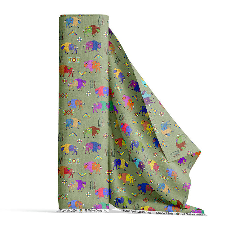 Buffalo Spirit Ledger Sage 42 Inch Cotton Poplin Pre Order