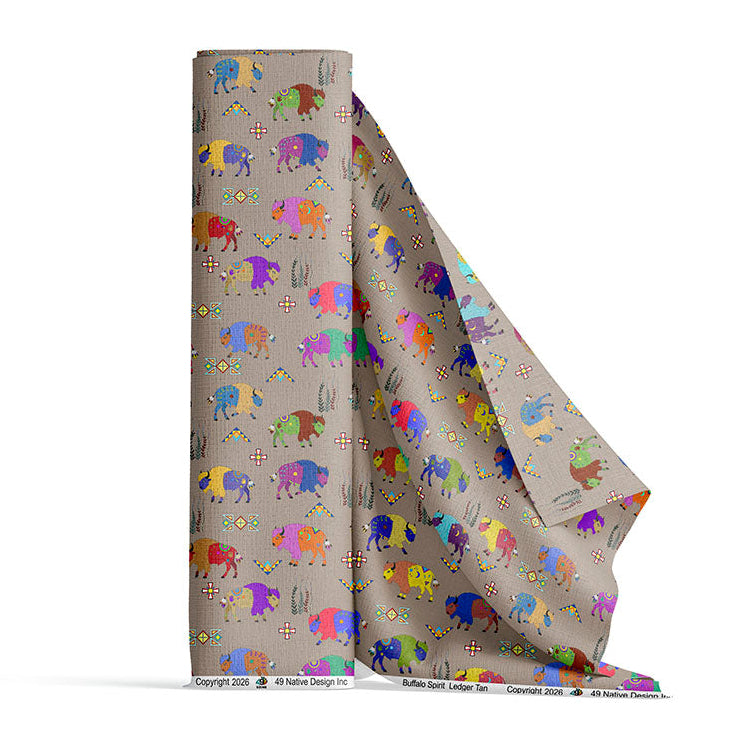 Buffalo Spirit Ledger Tan 42 Inch Cotton Poplin Pre Order