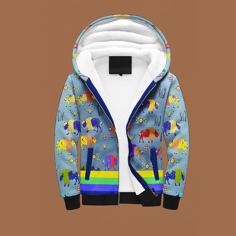 Buffalo Spirit Blue Sherpa Hoodie