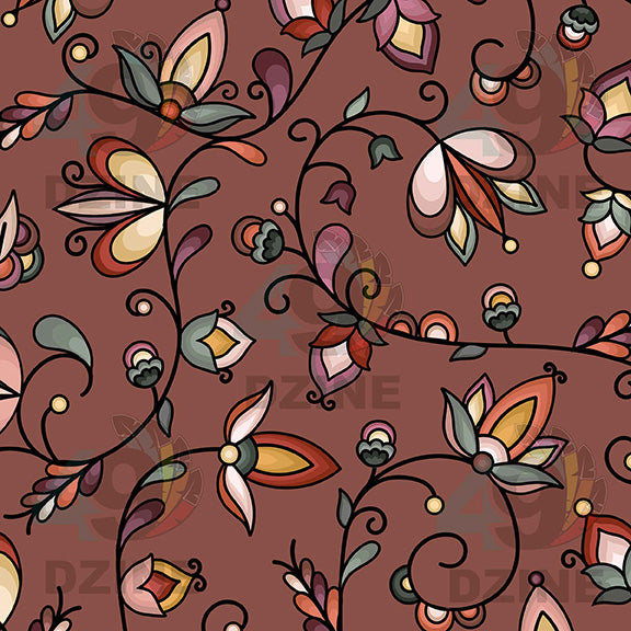 Burnt Sky Petals Brown 42 Inch Cotton Poplin Pre Order