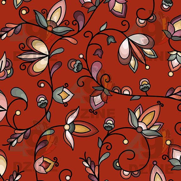 Burnt Sky Petals Red Satin Fabric By the Yard Pre Order