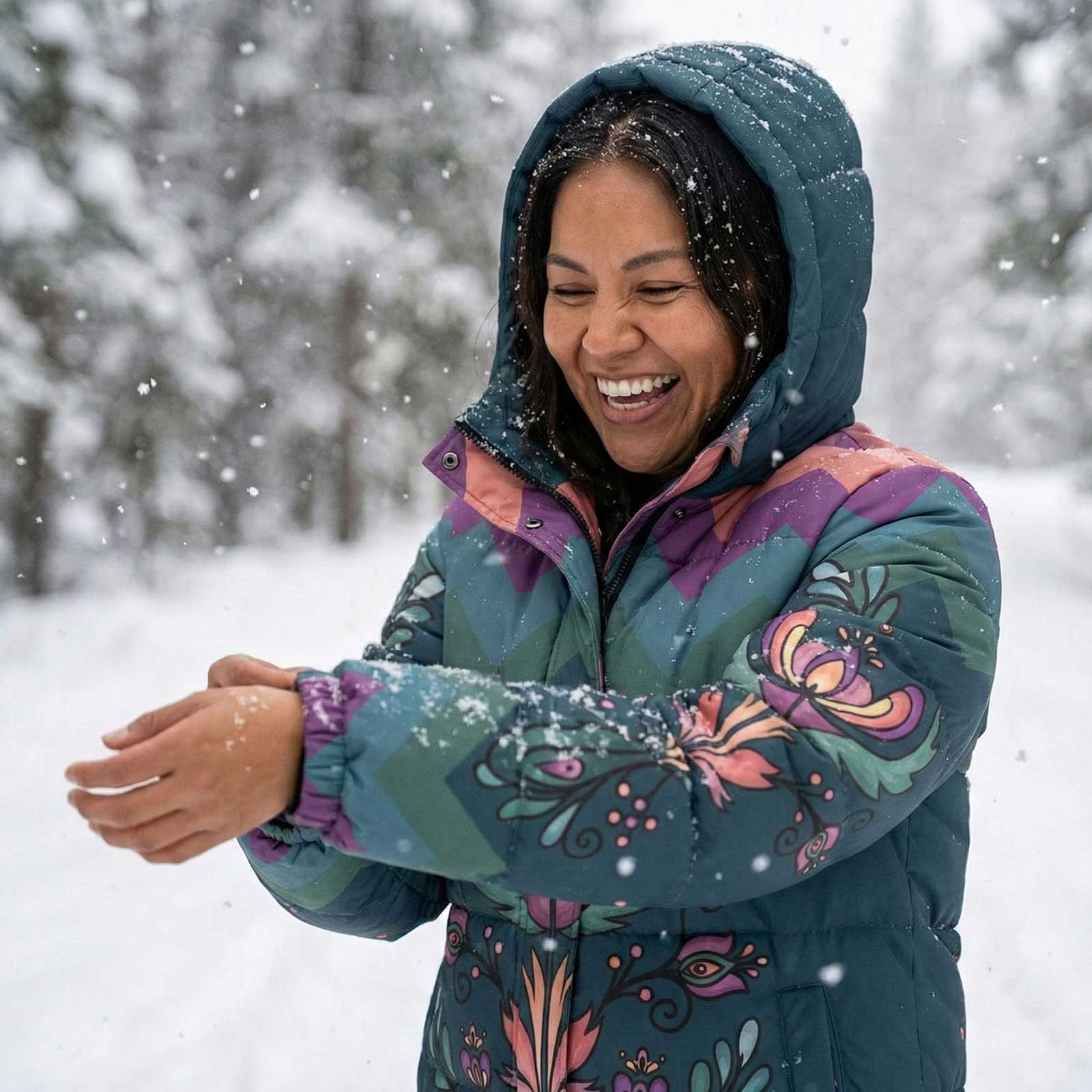 Cedar Wind Bloom Unisex Long Down Jacket